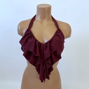 Elegant Burgundy Halter Bikini Top
